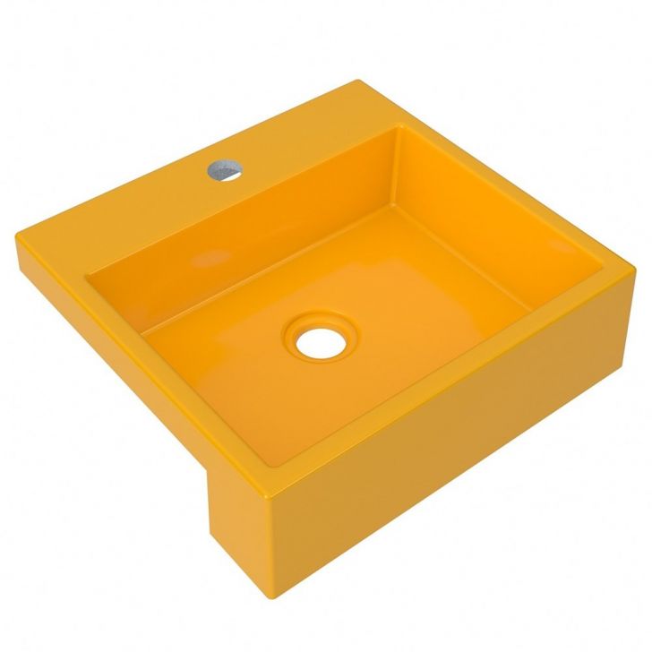 Cuba Pia Semi Encaixe para Banheiro Quadrada Kuad 395 C08 Amarelo - Mpozenato