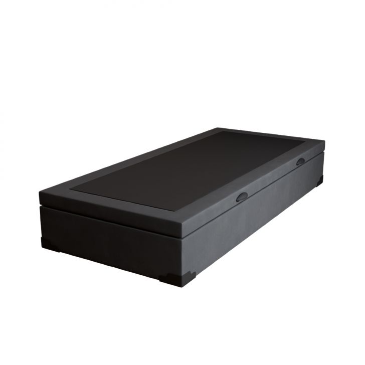 Base Para Cama Box Solteiro Martin Premium Com Baú Suede (47x88x188) Grafite