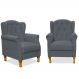 Kit 02 Poltronas Decorativas Para Sala de Estar Yara P02 Suede Cinza - Lyam Decor