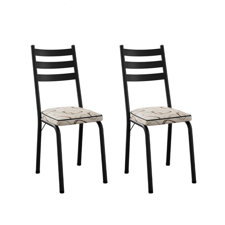 Conjunto com 2 Cadeiras New Revestimento Sintético Cedro e Preto