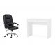 Conjunto de Mesa Mendes 2 GV Branca com Cadeira de Escritório Presidente Giratória com Relax Finland Preta