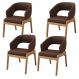 Kit 04 Cadeiras de Jantar e Estar Living Estofada Lince L02 Couríssimo Marrom - Lyam Decor