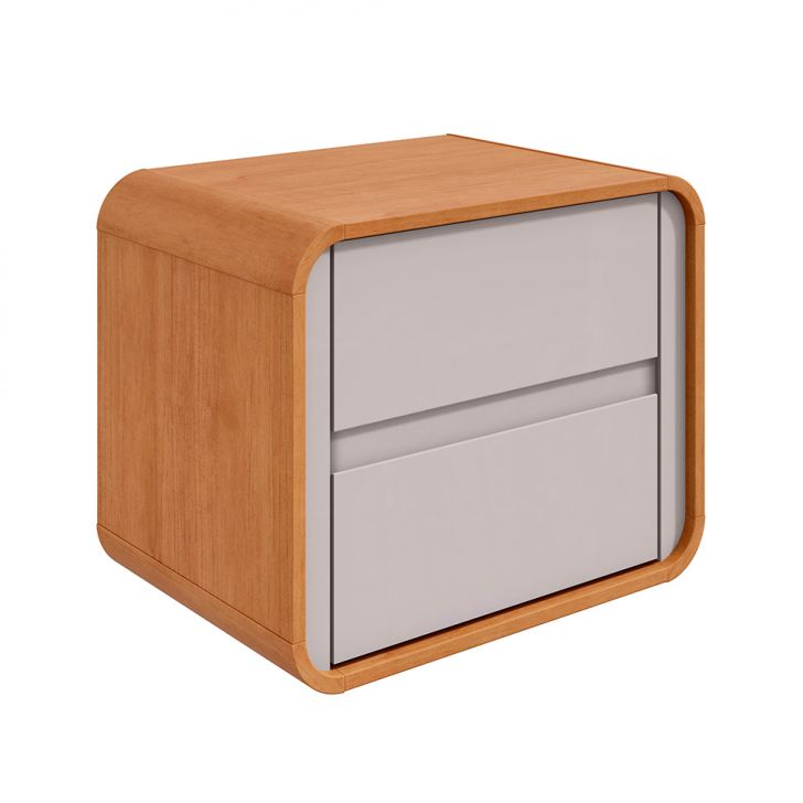 Mesa De Cabeceira Loop 2 Gavetas Amêndoa E Off White