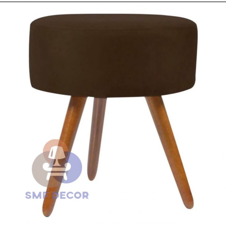 Puff Redondo Pés Palito Marrom - Marrom