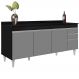 Balcão Gabinete 180cm com Tampo Dallas Preto/Cinza - Lumil