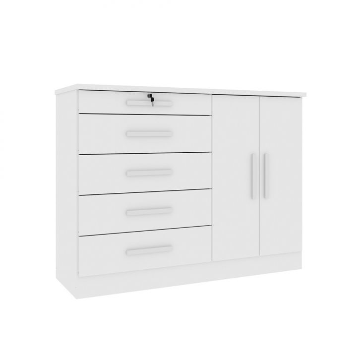 Cômoda Istambul 2 Portas 5 Gavetas Neve