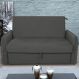 Sofá Cama com Baú 2 Lugares Ethan Suede Cinza