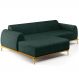 Sofá 5 Lugares com Chaise Esquerdo Sala Estar Molino 320cm D02 Linho Verde Musgo C-117 - Lyam Decor