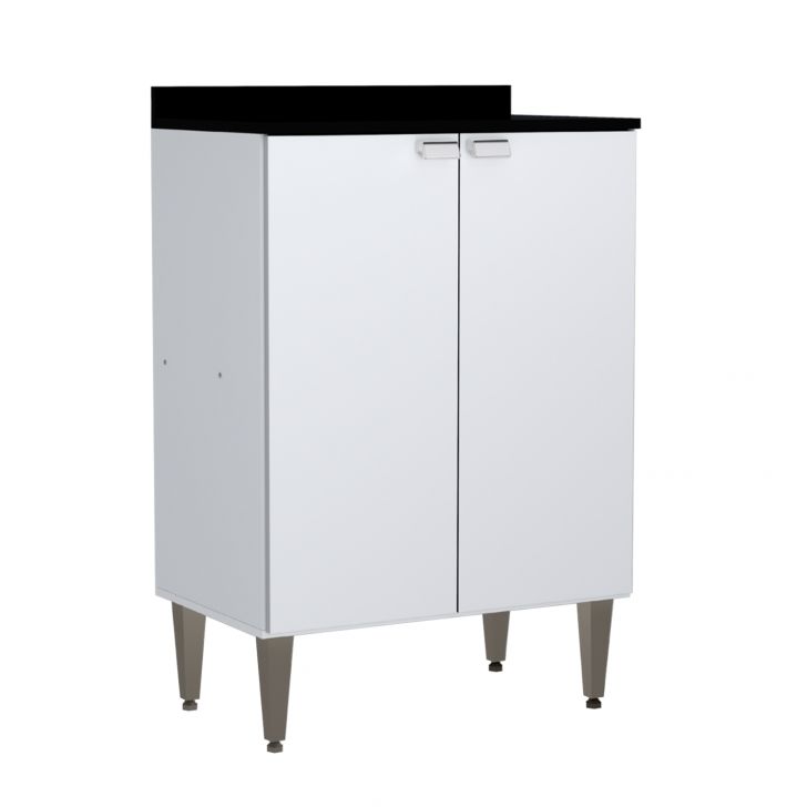 Balcão de Cozinha com Tampo Carol 2 Portas Branco e Preto