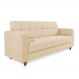 Sofá 03 Lugares Arezzo Suede Bege Pés Chanfrado Castanho - D'Rossi