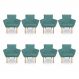Kit 8 Poltronas Decorativa Leticia Suede Azul Turquesa Pés Palito Castanho - Pallazio