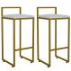 Kit 02 Banquetas Alta Para Cozinha Sala De Jantar Hanna L02 Dourado Linho Cru - Lyam Decor