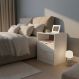 Mesa de Cabeceira Branca 50cm com 2 Gavetas e Nicho Mdf Lateral Cama