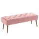 Banco | Banqueta estofado Rubi 1,40m Suede Rosa Bebe - Inova Decor