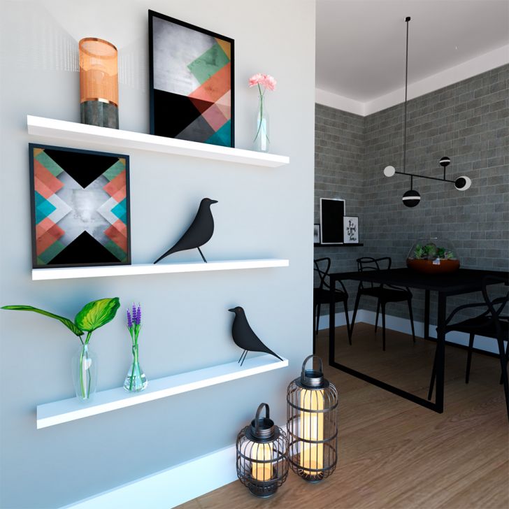 Conjunto com 3 Prateleiras Ardo Branco 110 cm