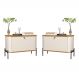 Conjunto Mesa de Cabeceira Albania Off White Nature Preto