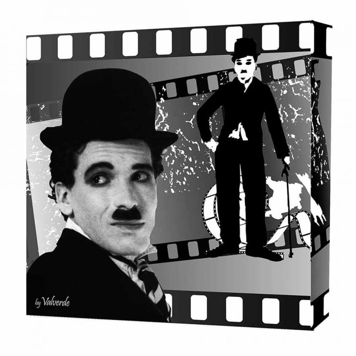 Quadro Preto & Branco Charlie Chaplin 30x30cm Uniart