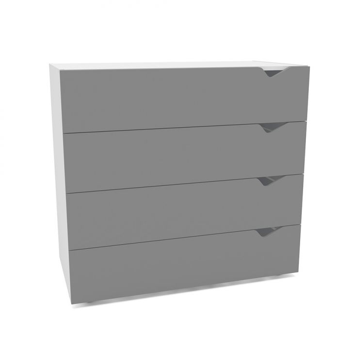 Cômoda Porto 4 Gavetas Cinza e Branca