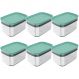Kit 6 Potes Herméticos Retangulares Pequenos com Tampa 650ml Porta Mantimentos Cozinha Verde Menta