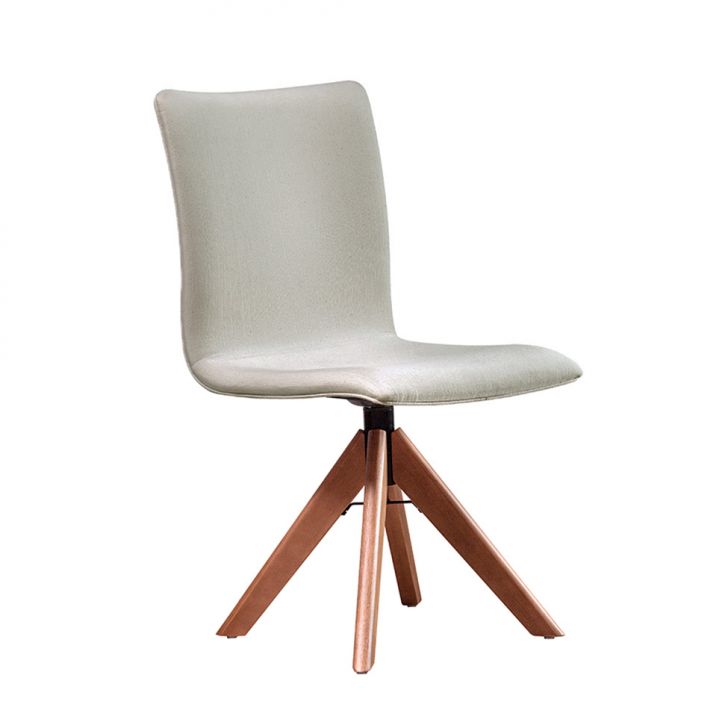 Cadeira Giratória Nice Off White e Madeira