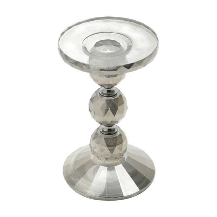 Castiçal Geométrico Cinza 16 Cm