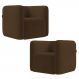 Poltrona para Sala de Estar Decorativa Kit com 2 Maggie K04 Veludo Marrom - Mpozenato