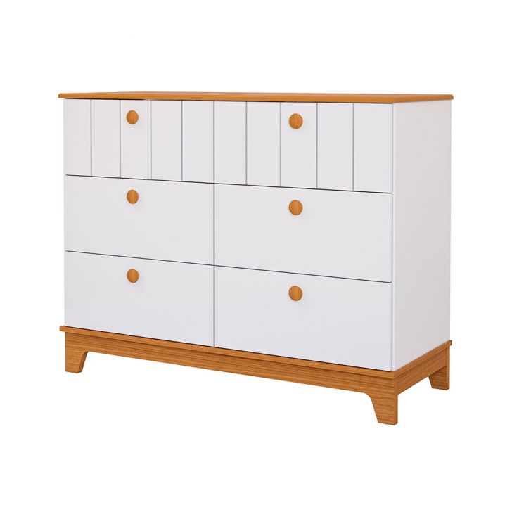 Cômoda Infantil Biscoito 6 GV Branca e Nature