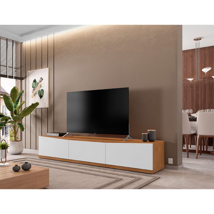 Rack Eros 2 PT 1 GV Cedro e Branco 180 cm