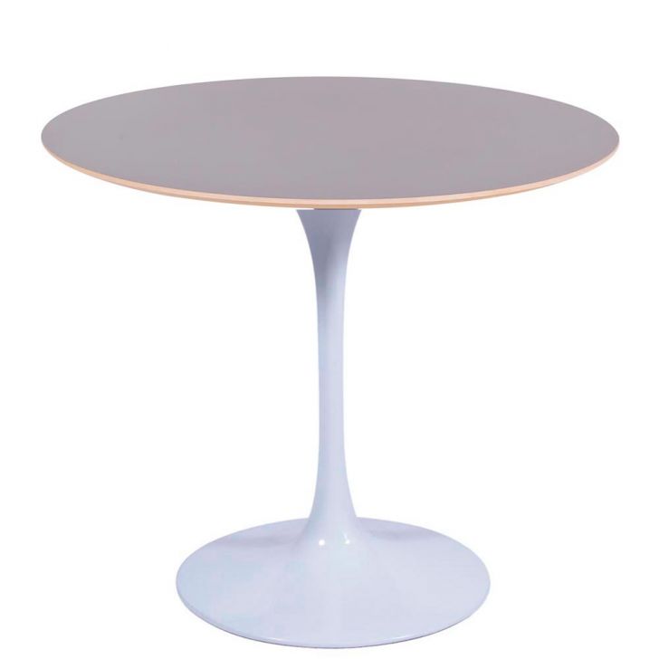 Mesa Saarinen Redonda Fórmica Preta 90cm - Base Branca