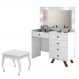 Penteadeira Camarim 5 Gavetas Com Banqueta Luna Branco - Móveis Luapa