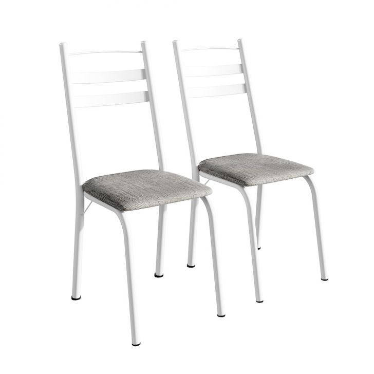 Conjunto com 2 Cadeiras Peters Revestimento Sintético Grafiato e Branco
