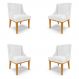 Kit 4 Cadeiras Decorativas Sala de Jantar Base Fixa de Madeira Firenze PU Branco Brilho/Castanho G19 - Gran Belo