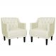 Kit 02 Poltronas Decorativas Clássica Pés Trapézio Suede Bege - DS Estofados