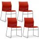 Kit 04 Cadeiras Fixa Base Preta Empilhável Connect F02 Vermelho - Lyam Decor