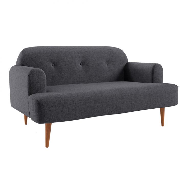 Sofá 2 Lugares Kiev Linho Grafite 130 Cm