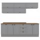 Cozinha Modulada 11 Pecas 240cm CE381 Americana Cinza Nature Henn