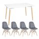 Mesa de jantar retangular Eames 80 x 120 cm + 4 cadeiras Eiffel Botonê Mesa branco com cadeiras cinza escuro