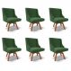 Kit 6 Cadeiras Decorativas Sala de Jantar Base Giratória de Madeira Firenze Suede Verde Esmeralda/Natural G19 - Gran Belo