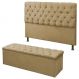 Kit Cabeceira Baby + Calçadeira Itália Solteiro 90 CM Suede Marfim - D A Decor