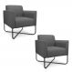 Kit 2 Poltronas Decorativas Base Industrial X Preta Maressa S08 Suede Grafite - Ibiza