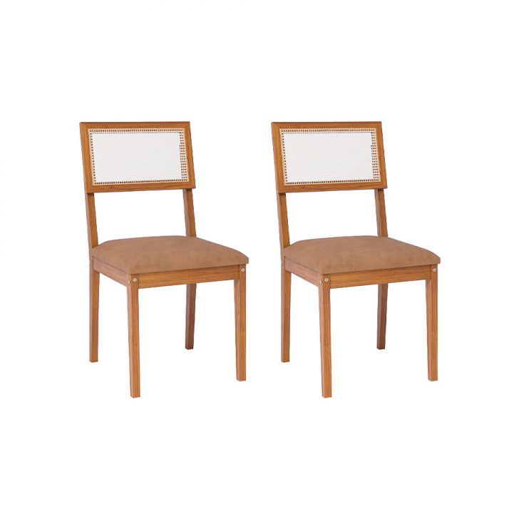 Conjunto com 2 Cadeiras Palmas Revestimento Sintético Kaki e Madeira