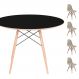Conjunto Mesa Eames Eiffel DSW Redonda Preta 120cm + 4 Cadeiras Eames DSW - Fendi