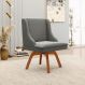 Cadeira Decorativa Sala de Jantar Base Giratória de Madeira Firenze Suede Grafite/Natural G19 - Gran Belo