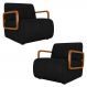 Poltrona Decorativa Orgânica para Sala Kit 2 Belarus Z08 Sintético Preto - Mpozenato