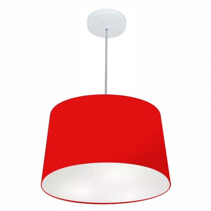 Pendente Cone Md-4156 Cúpula em Tecido 30/45x40cm Vermelho - Bivolt