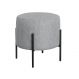 Puff Banqueta Redondo Decorativo Carol Braço De Ferro Preto - Linho Cinza