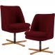 Kit 02 Poltronas Decorativas Giratória Base X Pérsia D02 Veludo Marsala B-278 - Lyam Decor