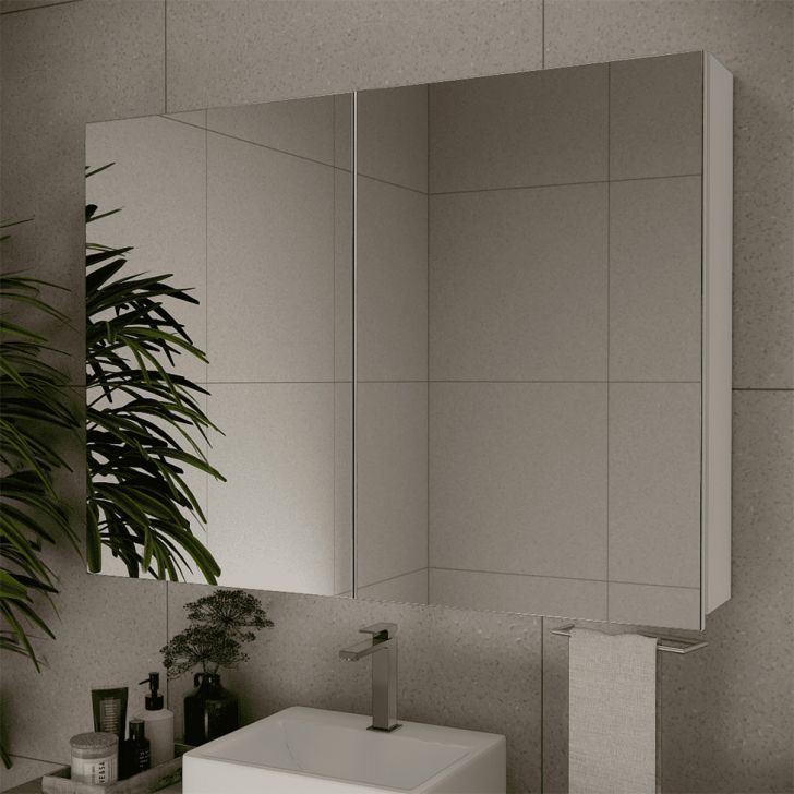 Armário de Banheiro com Espelho Nature 2 Portas Branco110 cm