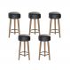 Kit Com 05 Banco | Banqueta Banqueta Pés Palito Paris Napa Preto - Salaone
