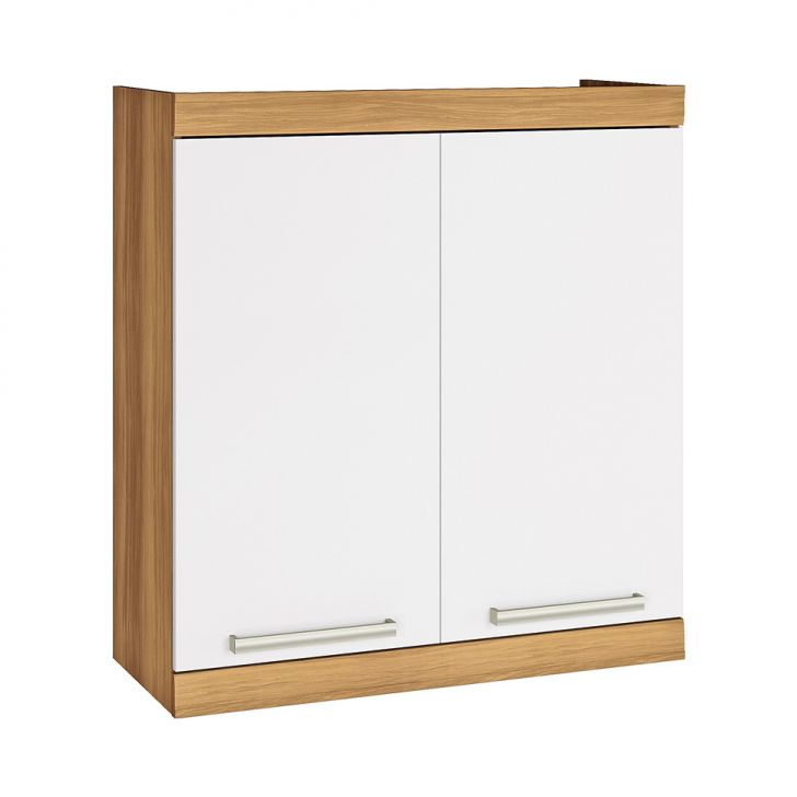 Armário Aéreo Burguesa Premium 2 Portas Freijó e Branco 80 cm